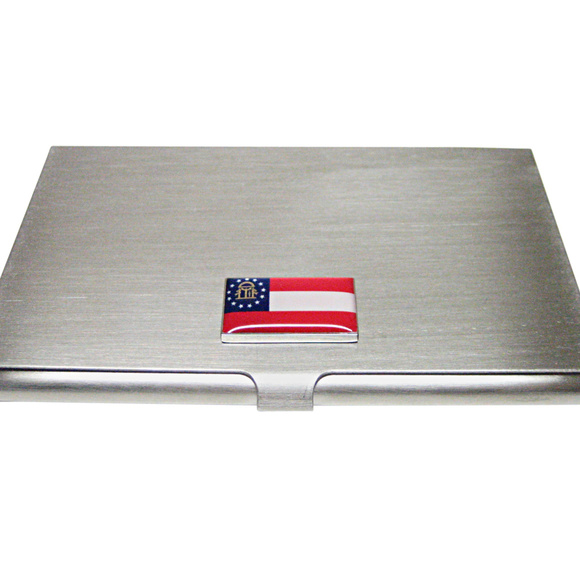 Amazon.com : TSMD Georgia GA State Flag on Wood Stick Small  Georgia State Flag Pendant Business Card Holder